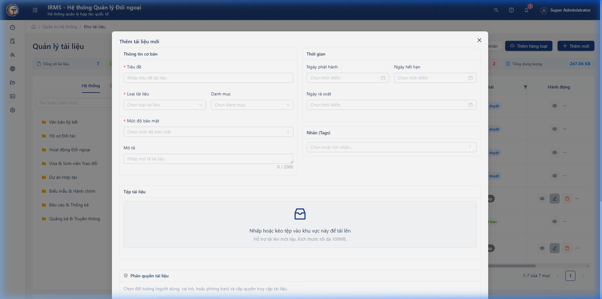 Form thêm tài liệu mới