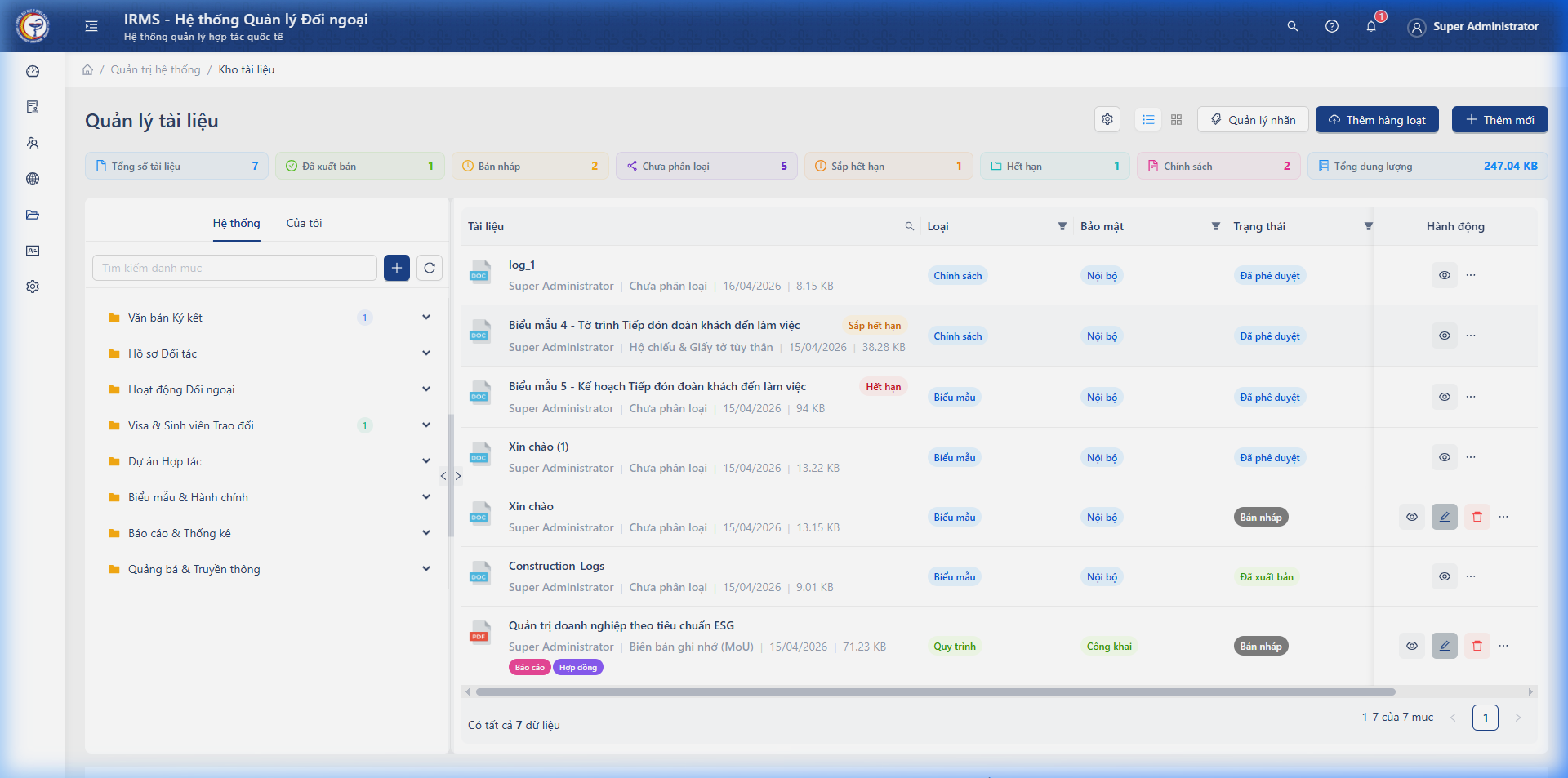 Giao diện Kho tài liệu