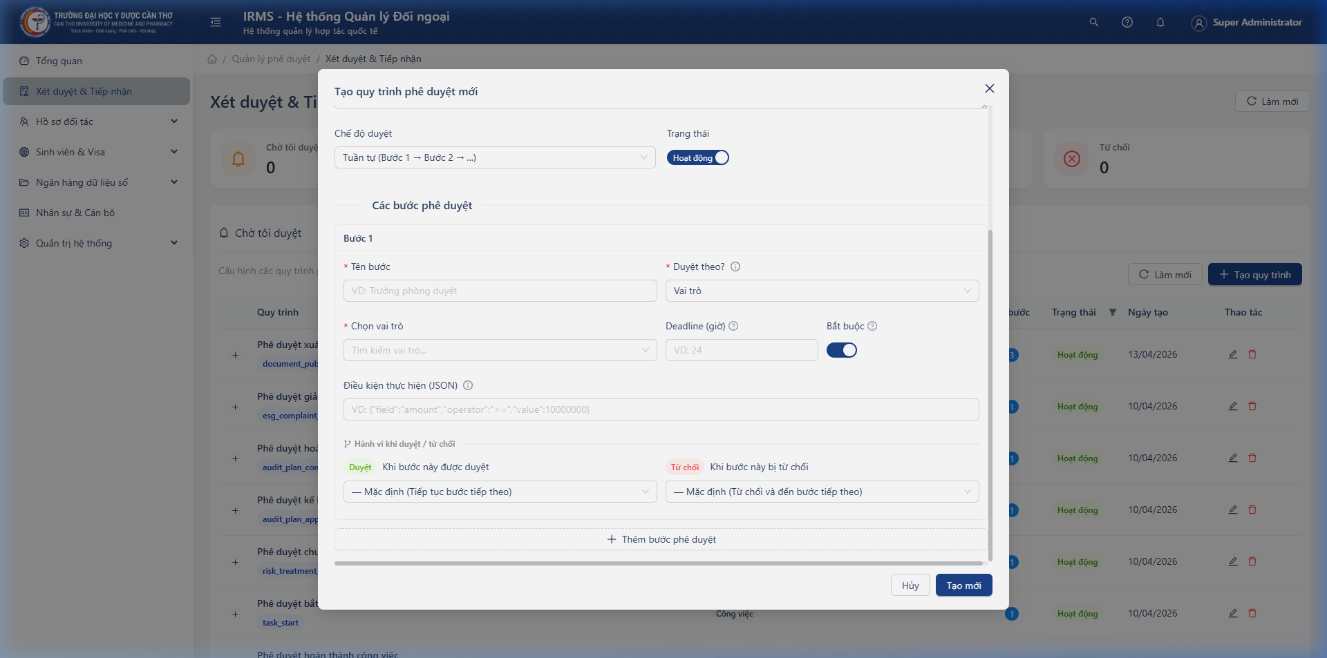 Cấu hình bước phê duyệt
