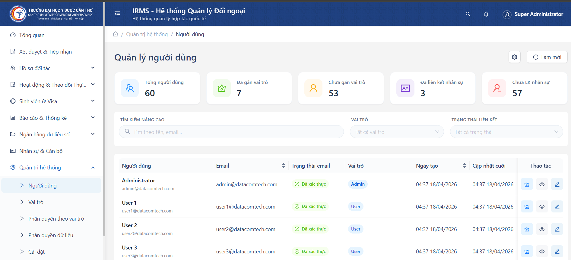 Danh sách Hệ thống