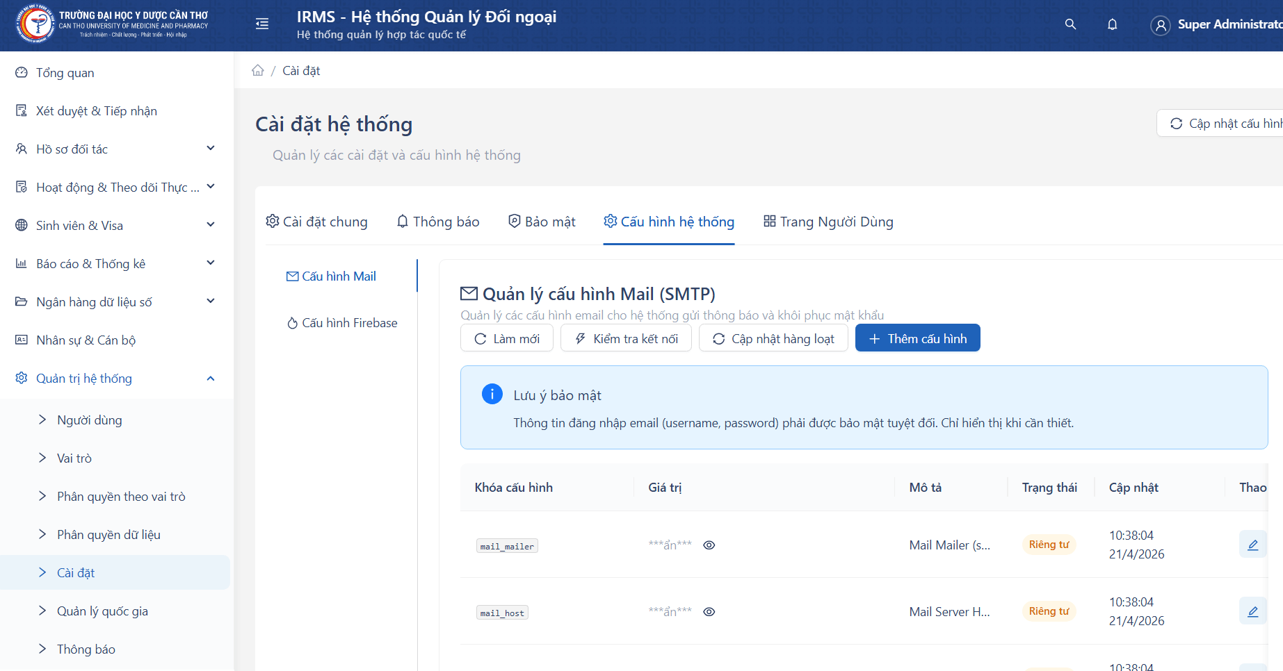 Cấu hình hệ thống