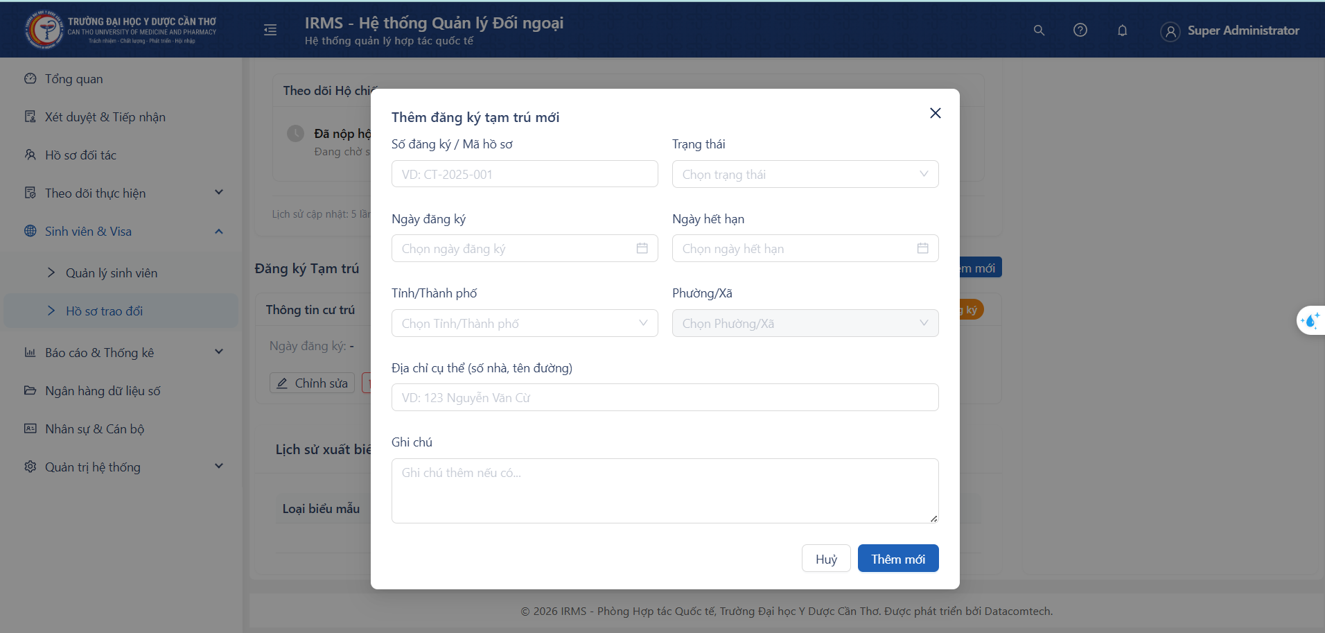 Khung Khai báo tạm trú