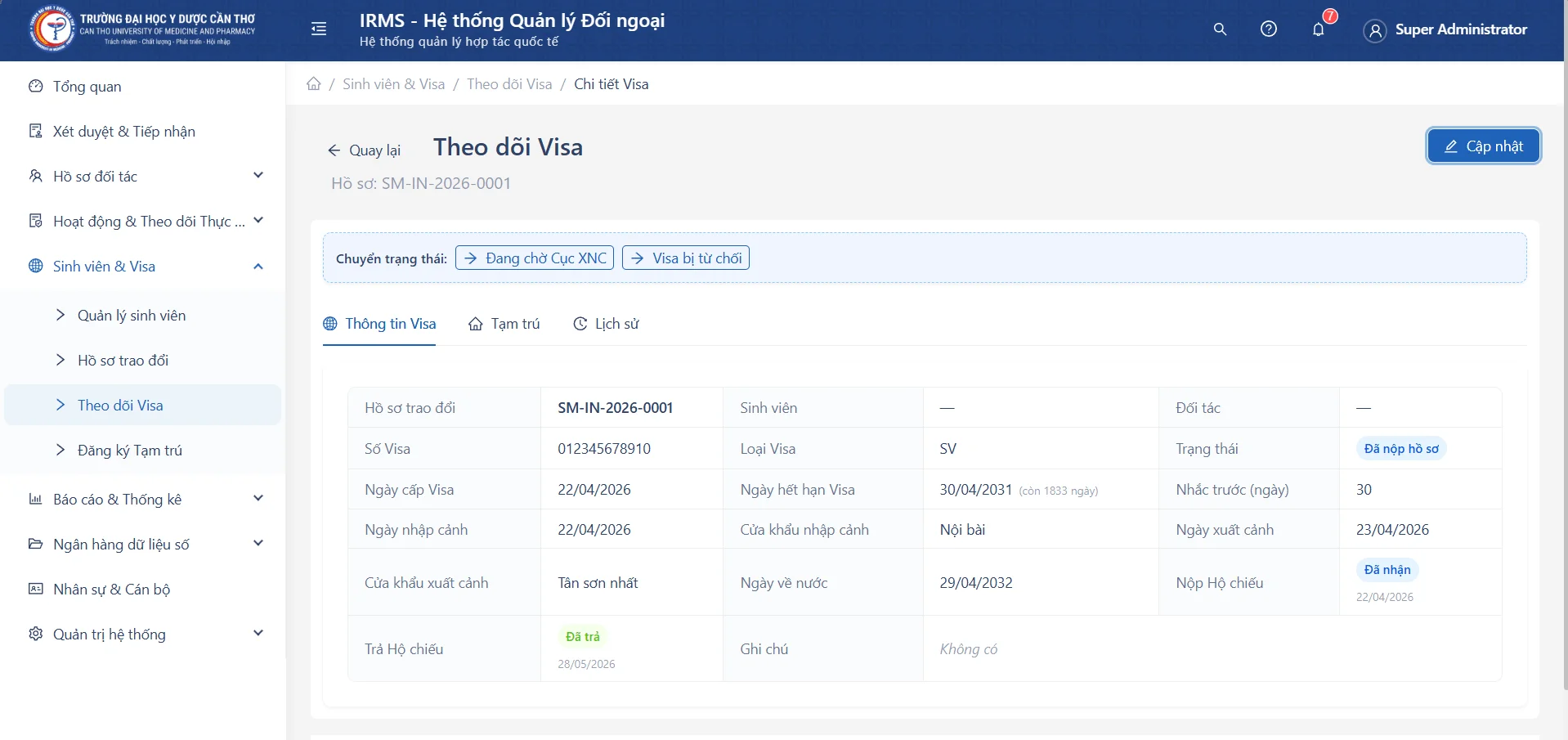 Form thêm Visa thủ công